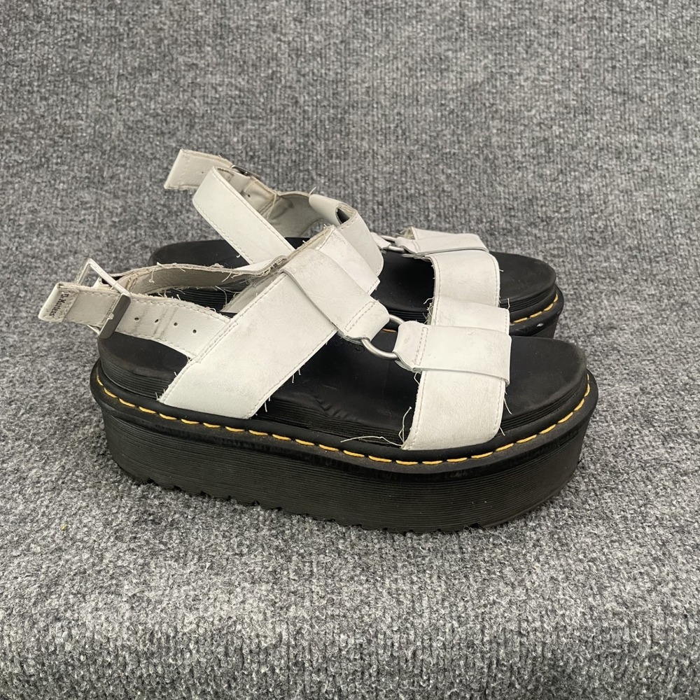 Dr. Martens Francis Platform Sandals Womens Sz 8 White Hydro Leather Quad Sole